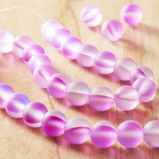 12 Pack: Matte Purple Opal Glass Round Beads, 8mm by Bead Landing™